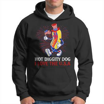 Hot Diggity Dog I Love The Usa 4Th Of July Hotdog American Usa Funny Gifts Hoodie | Mazezy