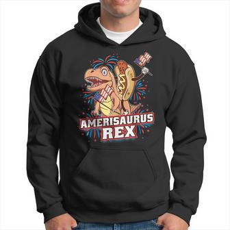 Hotdog T Rex Dinosaur 4Th Of July Amerisaurus Funny Gifts Hoodie | Mazezy