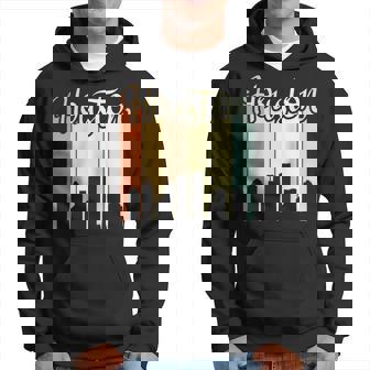 Houston - City Pride - Colorful Retro Skyline Silhouette Hoodie | Mazezy