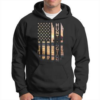 Huntington Beach Summer Sunset American Flag Summer Funny Gifts Hoodie | Mazezy