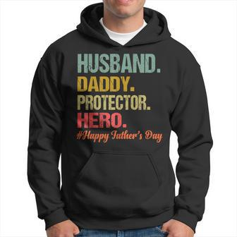 Husband Daddy Protector Hero Happy Fathers Day Dad Gift For Mens Hoodie | Mazezy DE