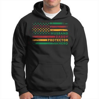 Husband Daddy Protector Hero Usa Flag Father Day Junenth Hoodie | Mazezy