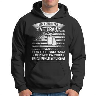 I Am A Grumpy Old Veteran My Level Of Sarcasm Depends Hoodie | Mazezy