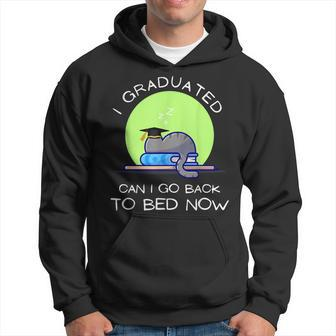 I Graduated Can I Go Back To Bed Now Funny Cat Graduation Hoodie | Mazezy