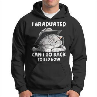 I Graduated Can I Go Back To Bed Now Graduation Cat Lover Hoodie | Mazezy
