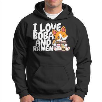 I Love Boba For Milk Tea Lover And Ramen For Food Lover Gift Hoodie | Mazezy