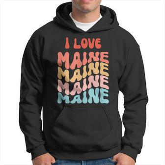I Love Maine - Vintage Retro State Of Maine Usa Hoodie | Mazezy