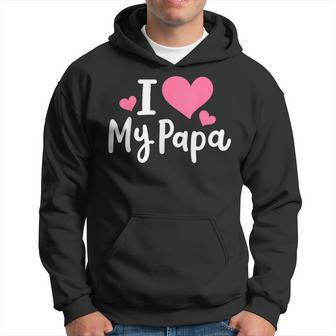 I Love My Papa Awesome Heart Dad Fathers Day Cool Kids Hoodie - Seseable