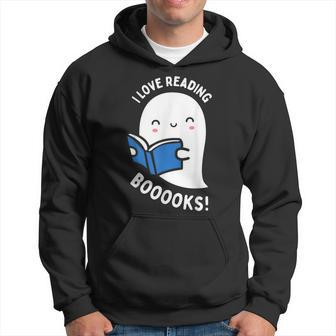 I Love Reading Books Cute Ghost Reading Funny Designs Funny Gifts Hoodie | Mazezy