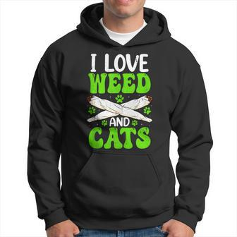 I Love Weed And Cats Funny Cat Lover Leaf Marijuana Cannabis Hoodie | Mazezy