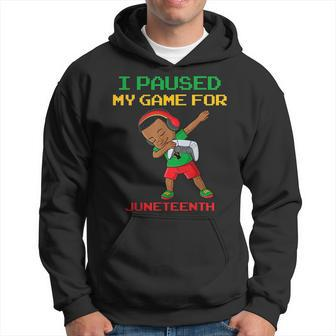 I Paused My Game For Junenth Dabbing Boys Kids Gamer Dab Hoodie - Seseable
