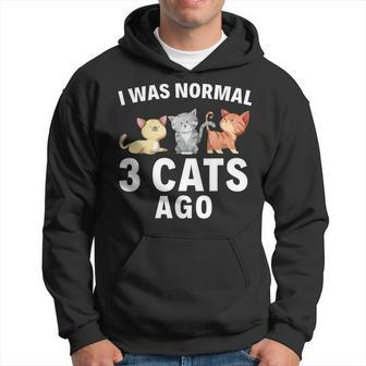I Was Normal Three Cats Ago Crazy Cat Lady Gift Hoodie | Mazezy