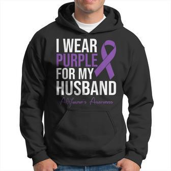 I Wear Purple For My Husband Alzheimers Awareness Hoodie | Mazezy
