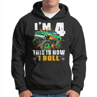 I'm 4 This Is How I Roll Monster Truck 4Th Birthday Boys Hoodie - Seseable