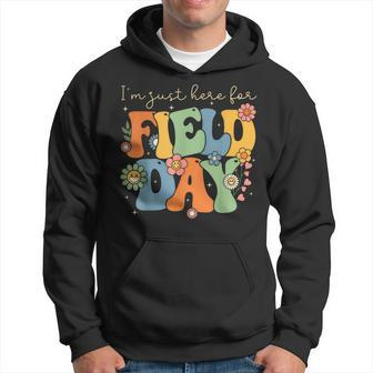 Im Just Here For Field Day Groovy Retro Last Day Of School Hoodie | Mazezy