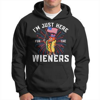 Im Just Here For The Wieners 4Th Of July Patriotic Hot Dog Hoodie - Thegiftio UK