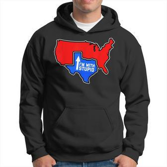 Im With Stupid Funny Texas Proud United State Map Jokes Hoodie | Mazezy
