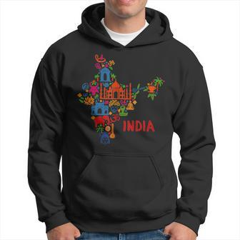 India Elephant Map Silhouette Taj Mahal Gift For Women Hoodie - Thegiftio UK