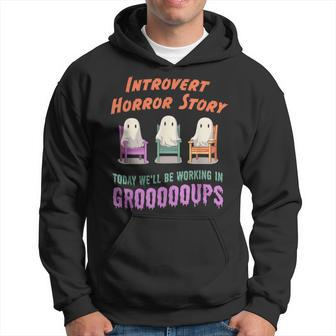 Introvert Shy Antisocial Horror Story Quote Kawaii Ghost Hoodie | Mazezy UK