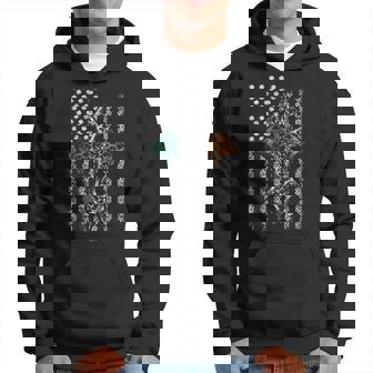 Irish Pride Celtic Cross American Flag Ireland Grunge Hoodie | Mazezy