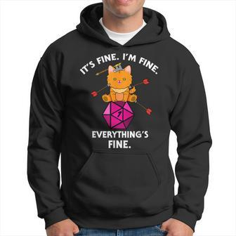 It's Fine Rpg Gamer Cat D20 Dice Fail Nerdy Geek Hoodie - Seseable