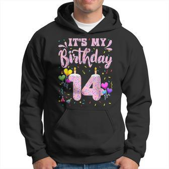 Its My 14Th Birthday Doughnut Happy 14 Years Old Girl Kids Hoodie - Seseable