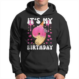 Its My 9Th Birthday Ice Cream Cone Happy 9 Years Old Girl Hoodie | Mazezy