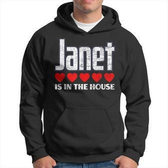 Janet Is In The House Retro Hearts First Name Love Janet Hoodie | Mazezy