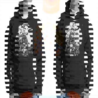 Japanese Samurai Ninja Cat Kawaii Tattoo Graphic Warrior Hoodie | Mazezy