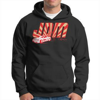 Jdm Drift Car Vintage Sunset Text Graphic Japanese Domestic Hoodie | Mazezy