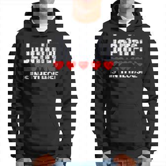 Jennifer Is In The House Retro Hearts First Name Jennifer Hoodie | Mazezy