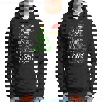 Is This Jolly Enough Black Cat Merry Christmas Tree Lights Hoodie | Mazezy