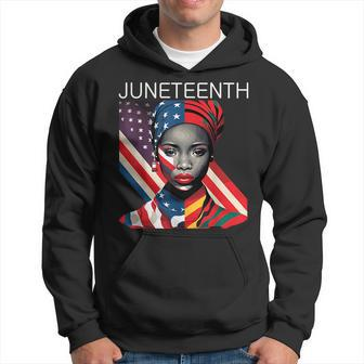 Junenth Black African Woman American Flag Freedom Hoodie - Seseable