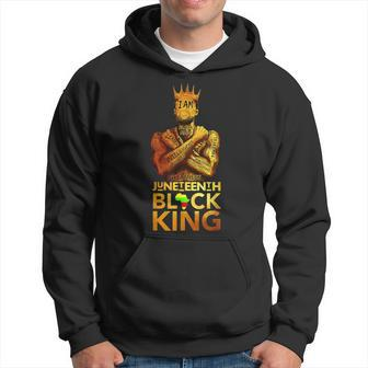 Junenth Black King Melanin Dad Fathers Day Black Afro Hoodie | Mazezy