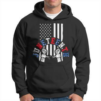 Junenth Fist Chain Flag Black African American Flag Pride Hoodie | Mazezy
