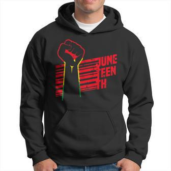 Junenth Fist Up Black African American Flag Pride Hoodie | Mazezy