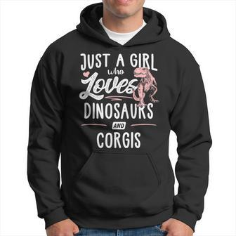 Just A Girl Who Loves Dinosaurs And Corgis Dinosaur   Hoodie