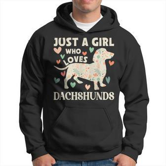 Just A Girls Who Loves Dachshunds Cute Floral Dachshund Dog Hoodie - Seseable