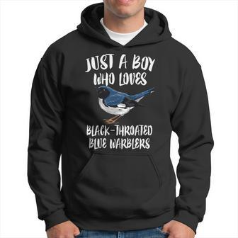 Just A Boy Who Loves Black-Throated Warblers Birds Birding Hoodie | Mazezy