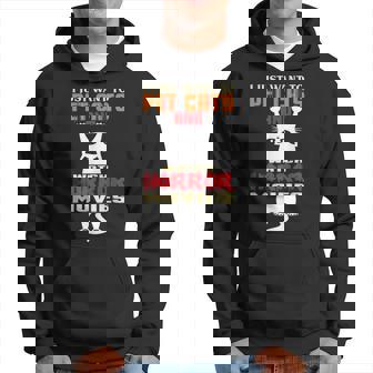 I Just Want To Pet Cats And Watch Horror Movies Cat Just Hoodie | Mazezy