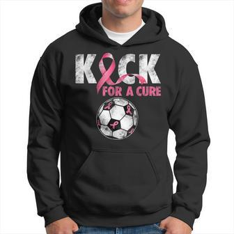 Kick For A Cure Breast Cancer Awareness Pink Ribbon Soccer Hoodie - Monsterry
