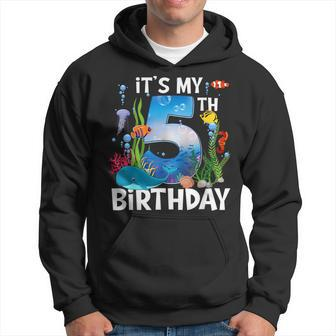 Kids 5 Year Old Ocean Life Whale Dolphin Shark 5Th Birthday Hoodie - Seseable
