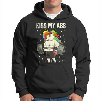Kiss My Abs Workout Gym Unicorn Weight Lifting Hoodie - Monsterry