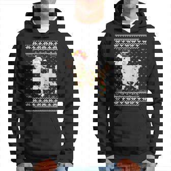 Lamb Xmas Ugly Sweater Style Santa Lighting Lamb Christmas Hoodie | Mazezy