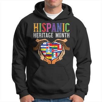Latino Countries Flag Heart Hispanic Heritage Month Hoodie - Seseable