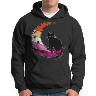 Lesbian Moon Space Cat Pride Flag Lgbt Subtle Gay Sapphic Hoodie | Mazezy