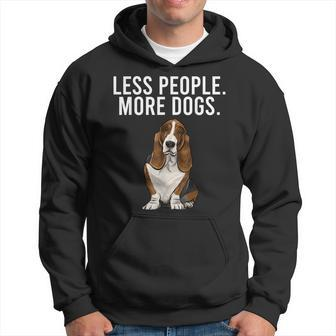 Less People More Dogs Basset Hound Funny Introvert Hoodie - Thegiftio UK