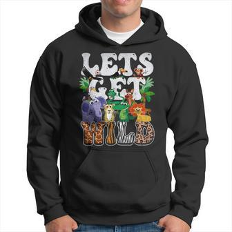 Lets Get Wild Print African Animal Zookeeper Safari Party Hoodie | Mazezy