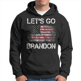 Lets Go Brandon Vintage American Flag Patriotic On Back Hoodie | Mazezy