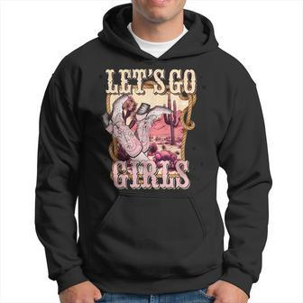 Lets Go Girl Cowboy Pink Boot Retro Western Country Hoodie | Mazezy